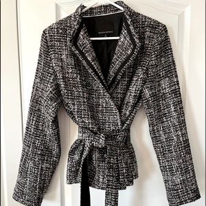 Banana Republic belted blazer in black, silver, pink, burgundy. Size Medium.